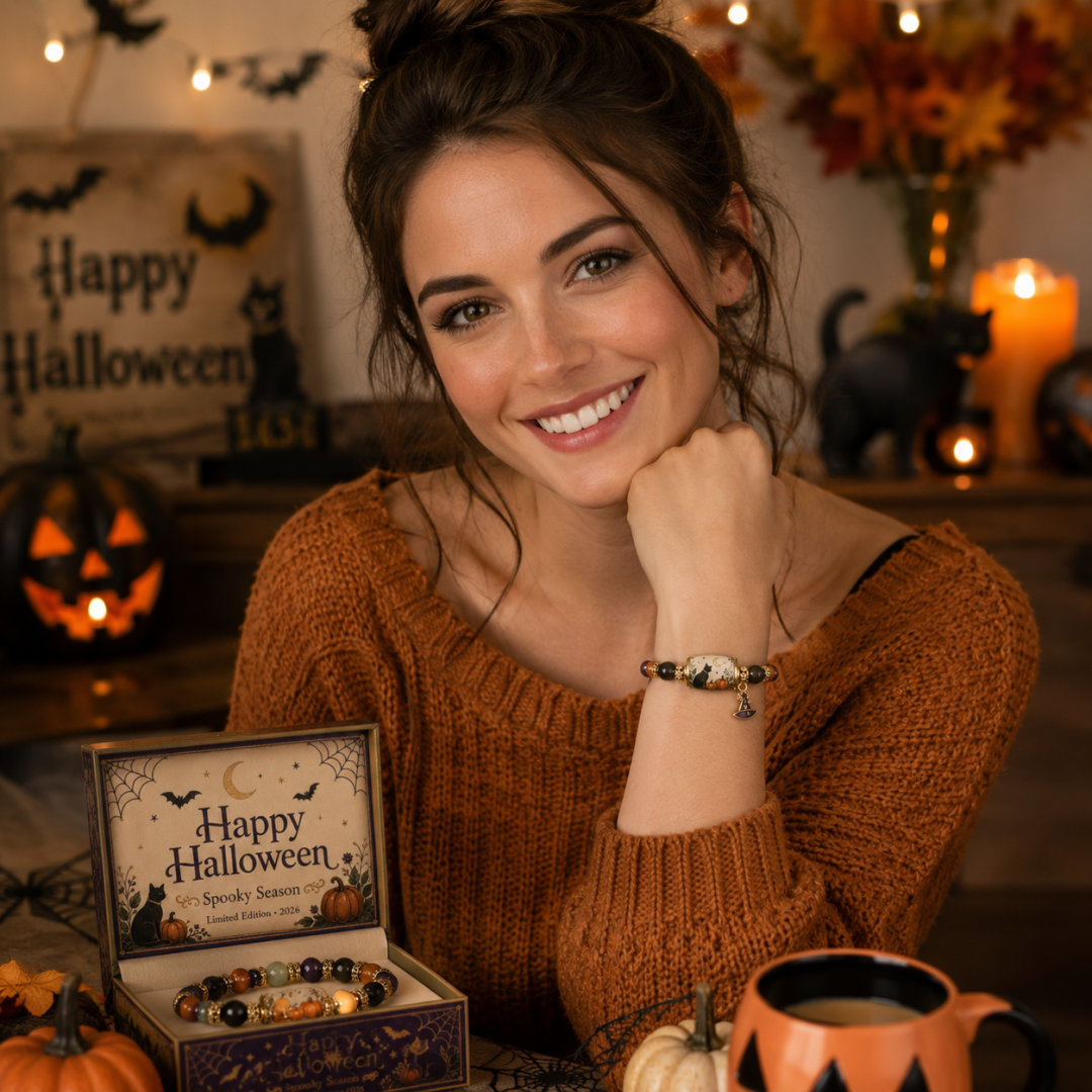 Spooky Season Beaded Bracelet Skull