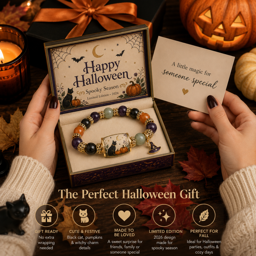 Spooky Season Beaded Bracelet Cat