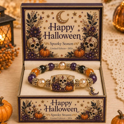 Spooky Season Beaded Bracelet Skull